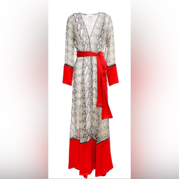 We are LEONE Gorgeous NEW Wrap in Red with animal print, 100% Silk. NWT - Picture 2 of 10